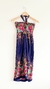 Vestido strapless azul floreado