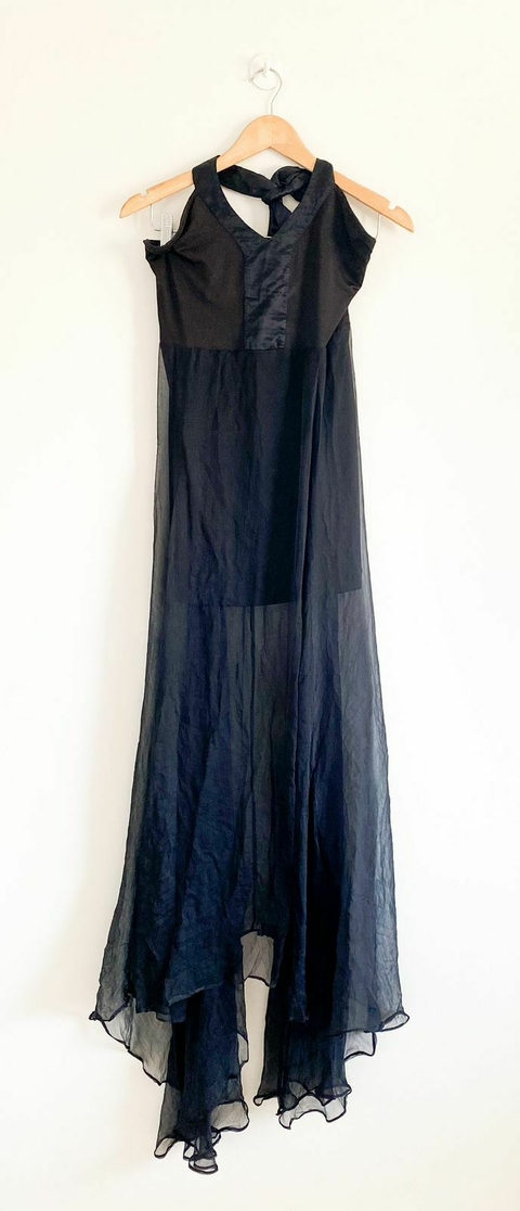 Vestido negro con transparencia en la falda NAIMA