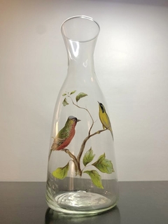 Botellas con ilustraciones de pajaritos