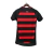Camisa de futebol feminina do Flamengo, modelo Home 25/26, com listras vermelhas e pretas, logo do clube e marca Adidas, ideal para torcedoras.