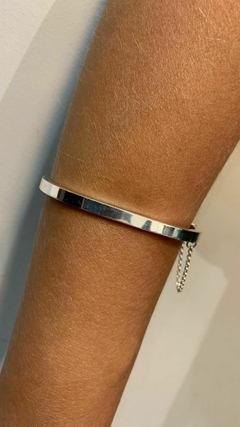 Bracelete Prata 925 Frio Quadrado Articulado Com Trava de Segurança - comprar online