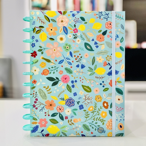 Caderno de Disco Universitário Buendia Floral Turquesa