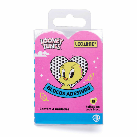 Bloco Adesivo Looney Tunes Cartela c/ 4 Blocos LeoArte