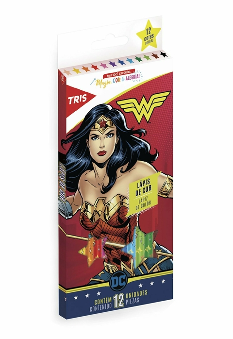 Lápis de Cor 12 Cores Mulher Maravilha Tris