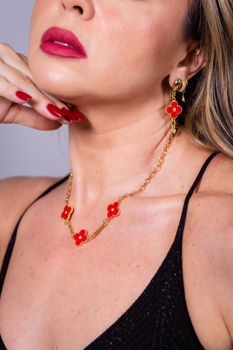 Colar trevo red ref 3337