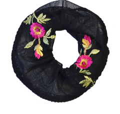 Scrunchies Primavera negro con flores
