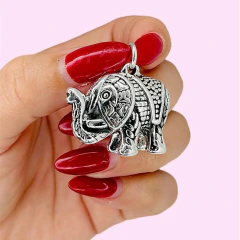 Dije Elefante Inflado Indiana - 34MM - Plata 925 - comprar online