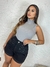 Short Jeans Feminino Preto Brilho Lateral Pedraria Strass Com Bolso - comprar online