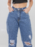 Calça jeans moom brilho lateral - loja online