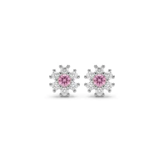 Brinco Flor Cristal Rosa