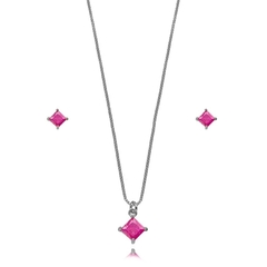 Conjunto Cristal Quadrado Rosa Rubelita - comprar online