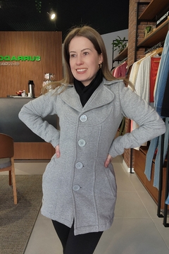 Blazer de Moletom feminino forrado com botões cor cinza - comprar online