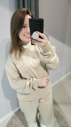 Conjunto De Moletom Peluciado Feminino sem capuz e calça com punho - comprar online