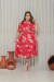 VESTIDO MIDI VISCOLINHO MANGA PRINCESA ESTAMPADO VERMELHO