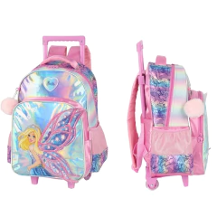 Kit Mochila Rodinhas Oficial Holográfica BARBIE FADA Luxcel - loja online