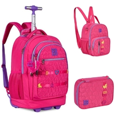 Kit Mochila de Rodinhas Oficial Rebecca Bonbon RB24538 Rosa
