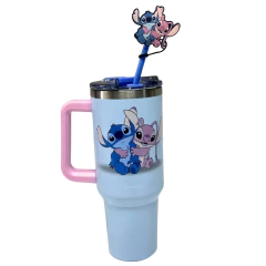 Copo Térmico Canecão Tumbler Inox 1,15L Canudo STITCH ANGEL - comprar online