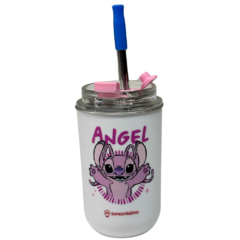 Copo Inox c/ Canudo e Tampa 300ML STITCH E ANGEL - ZC na internet