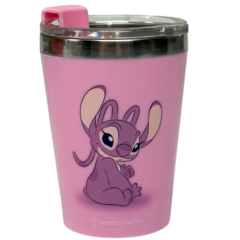 Kit 2 Copos Inox Parede Dupla Tampa 300ML STITCH ANGEL - ZC - loja online