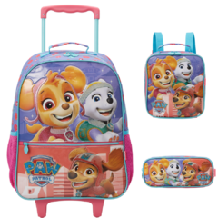 Kit Mochila Rodinhas Lancheira Estojo PATRULHA CANINA SKYE - comprar online