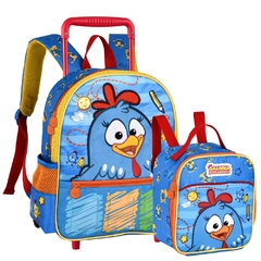 Kit Mochila de Rodinhas e Lancheira GALINHA PINTADINHA Clio