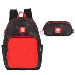 KIT Mochila Costas OFICIAL ENALDINHO Luxcel MS47511 Vermelho