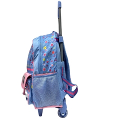 Kit Mochila de Rodinhas Lancheira Estojo LULUCA LU24614 Azul - loja online