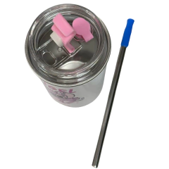 Copo Inox c/ Canudo e Tampa 300ML STITCH E ANGEL - ZC - Arrivata