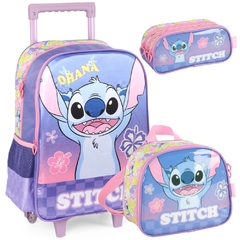 Kit Mochila de Rodinhas STITCH DISNEY Luxcel IC41542SC Rosa