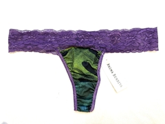 Tanga cintura puntilla hojas con violeta