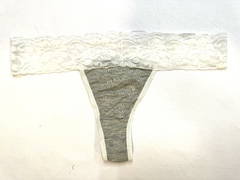Tanga cintura puntilla gris con blanco