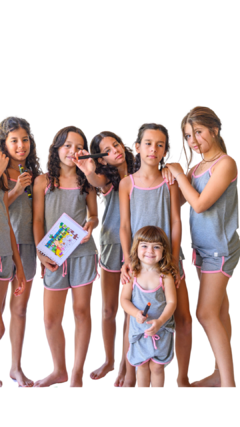 PIJAMA LE BASIQUE FEM CINZA C CHICLETE - loja online