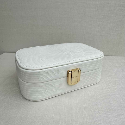 Porta Joias OFF WHITE Médio com Espelho detalhes em dourado