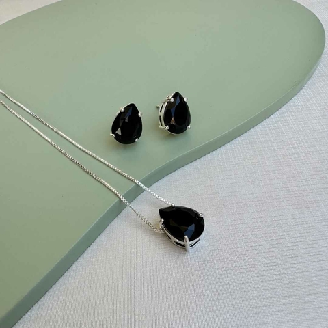 CONJUNTO GOTA ONIX - SEMIJOIA