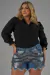 Imagem do Short Jeans Feminino Plus Size Com Bordado Manual Em Cristais