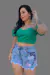Imagem do Short Jeans Feminino Pincelado com Bordado em Cristais