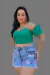 Short Jeans Feminino Pincelado com Bordado em Cristais