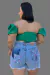 Short Jeans Feminino Pincelado com Bordado em Cristais - comprar online