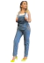 Macacão Jeans Feminino Com Bordado Manual em Strass