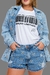 Short Jeans Feminina Bordado Manual Flores em Cristais e Chatons