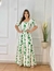 Vestido Branco com Flores Verdes