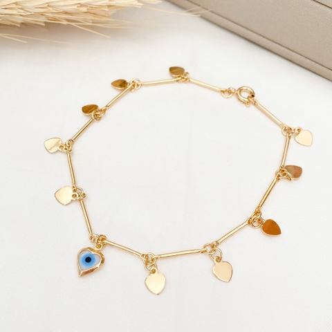 Pulseira Coração Olho Grego