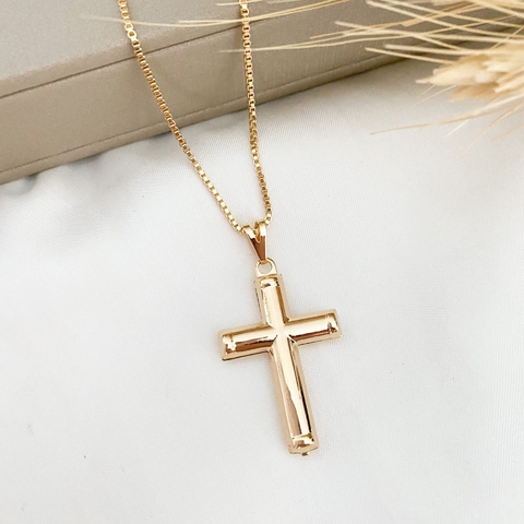 Colar Diamantado Crucifixo Tub