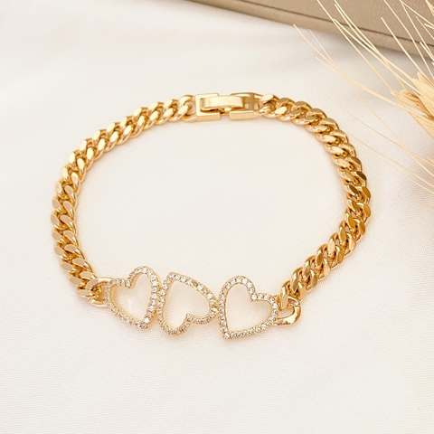 Pulseira Corações Cravejado