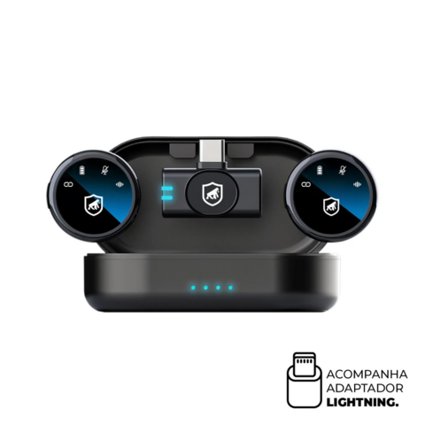 Microfone de Lapela Magnética G-Shield Sem Fio com Redução de Ruído