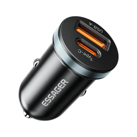 Carregador Veicular USB-C Essager Dual 30+22w alluminium