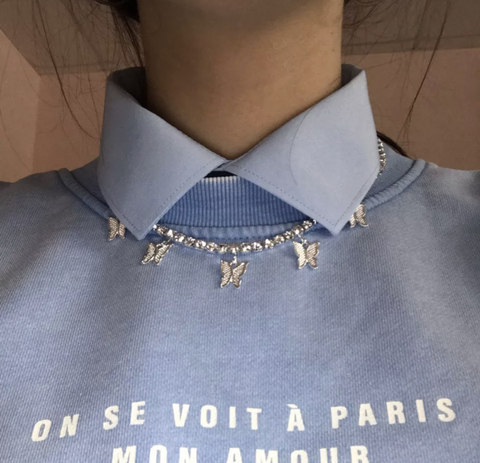 Choker mariposas plateado