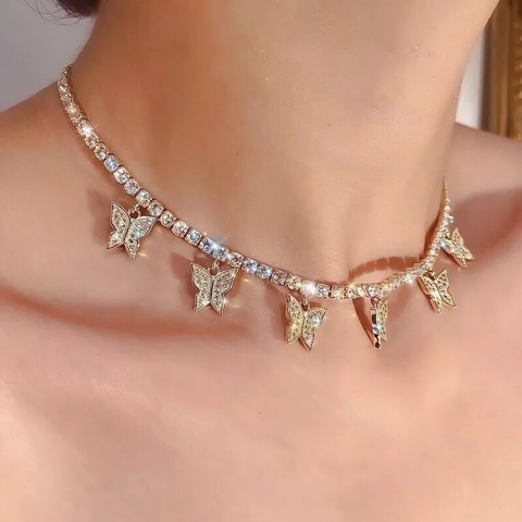Choker dorado mariposas