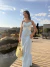 Vestido azul longo bordado - loja online