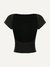 SHEIN MOD Camiseta feminina de verão, ajustada, com ombros à mostra, de manga curta, decote nas costas, em design minimalista e casual, em tecido liso - buy online